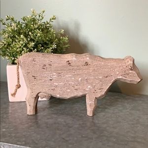 Farmhouse wooden distressed Cow With Jude tail